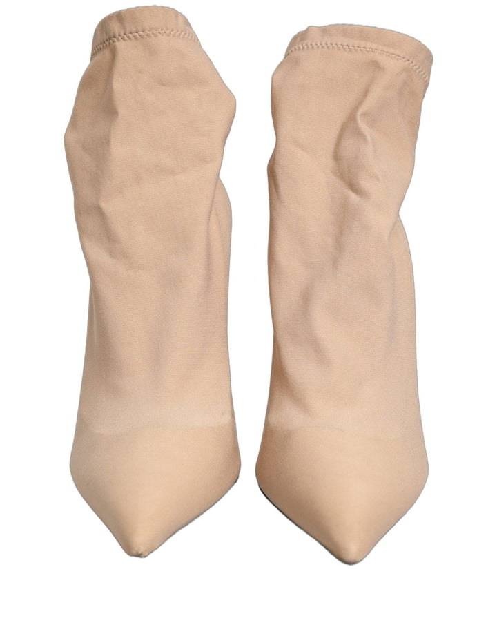 Dolce & Gabbana Beige Stretch Socks Heels Ankle Boots Shoes - RIMODA