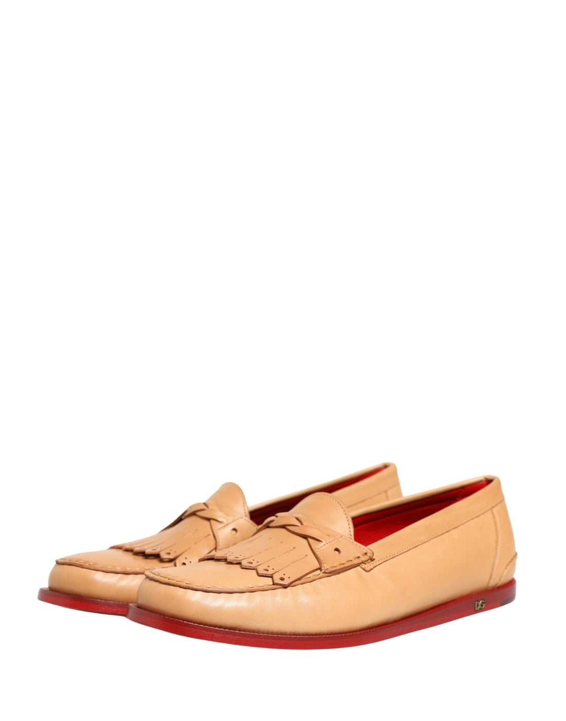 Dolce & Gabbana Beige Tassel Leather Men Slip On Loafers Shoes - RIMODA