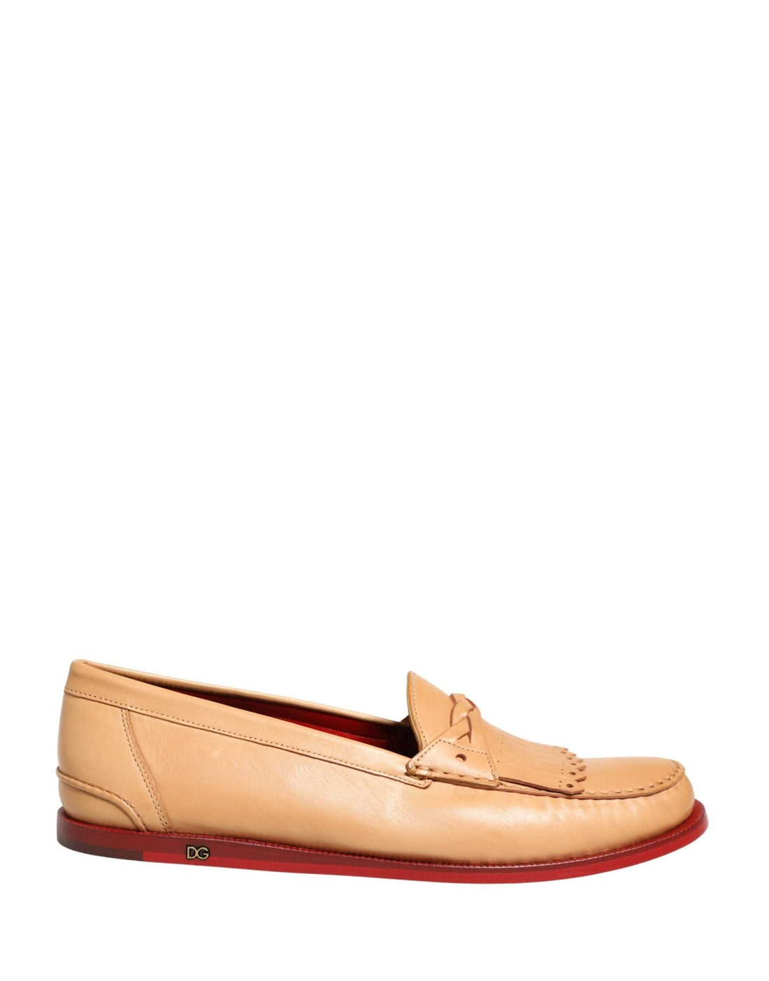 Dolce & Gabbana Beige Tassel Leather Men Slip On Loafers Shoes - RIMODA