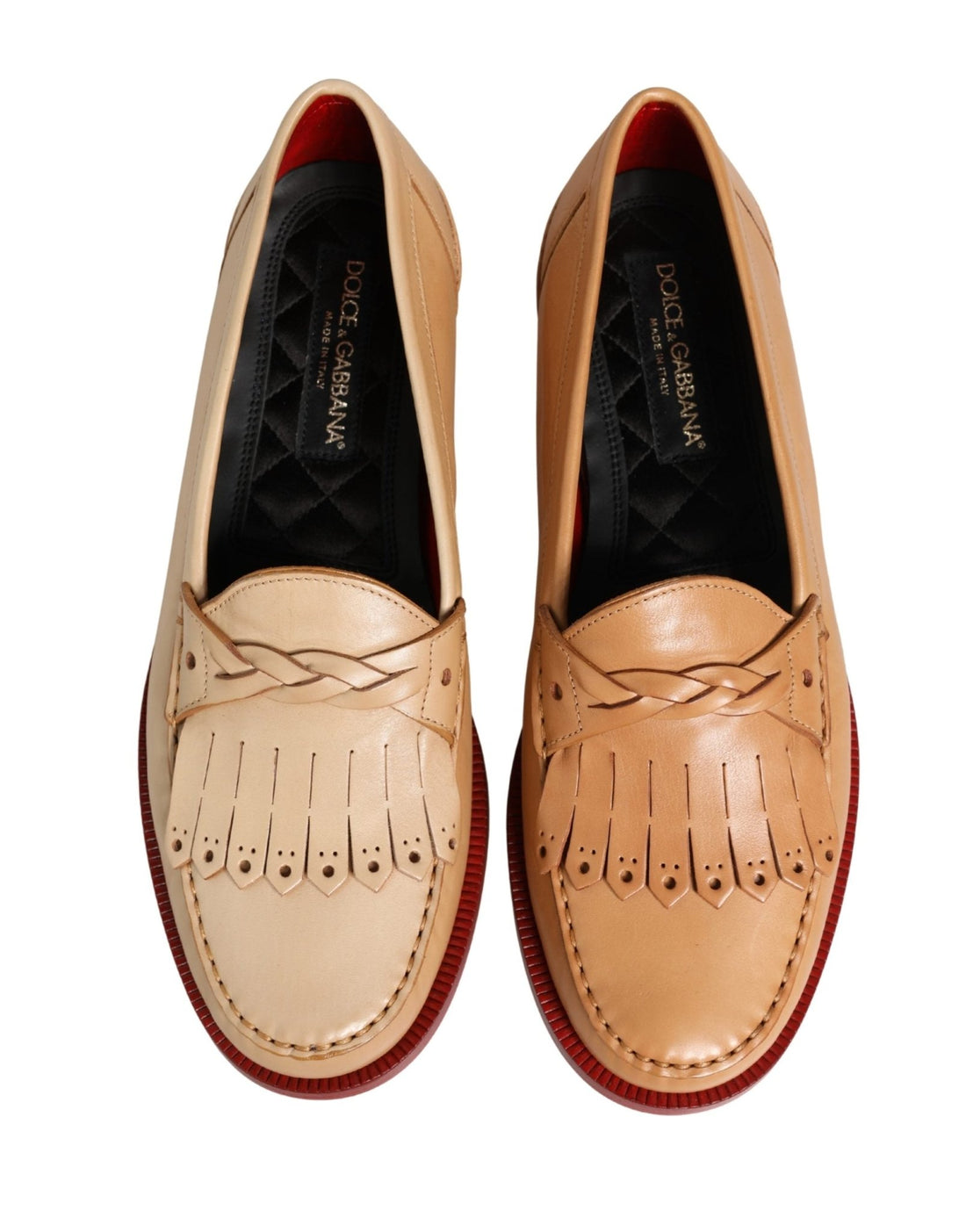 Dolce & Gabbana Beige Tassel Leather Men Slip On Loafers Shoes - RIMODA