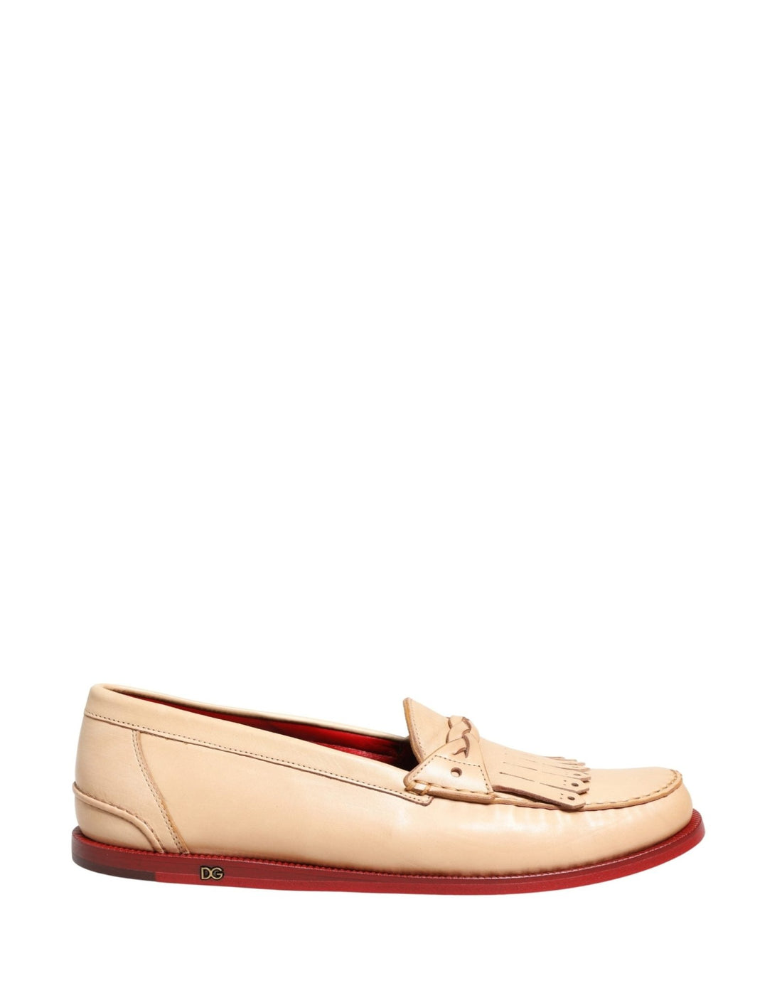 Dolce & Gabbana Beige Tassel Leather Men Slip On Loafers Shoes - RIMODA