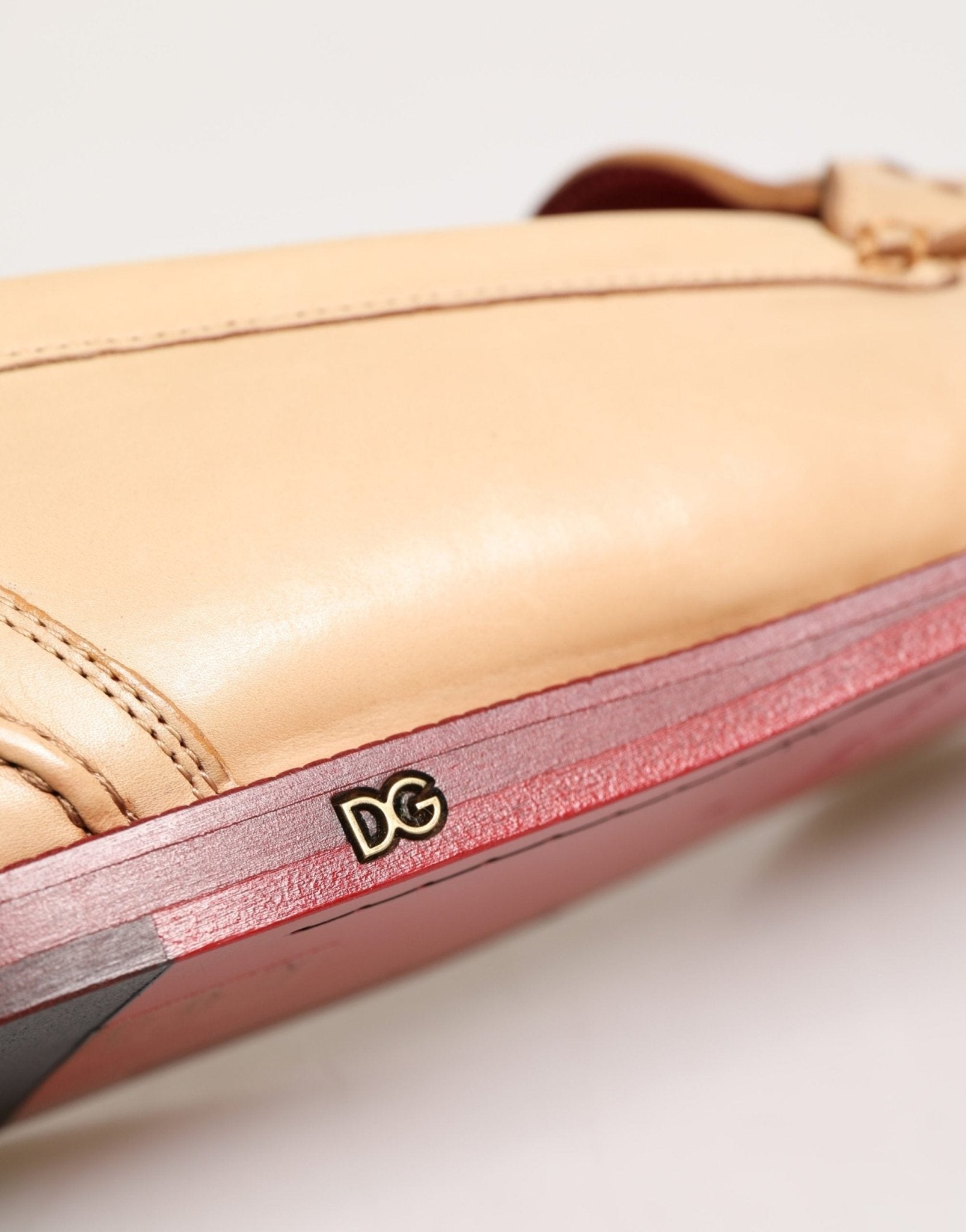 Dolce & Gabbana Beige Tassel Leather Men Slip On Loafers Shoes - RIMODA