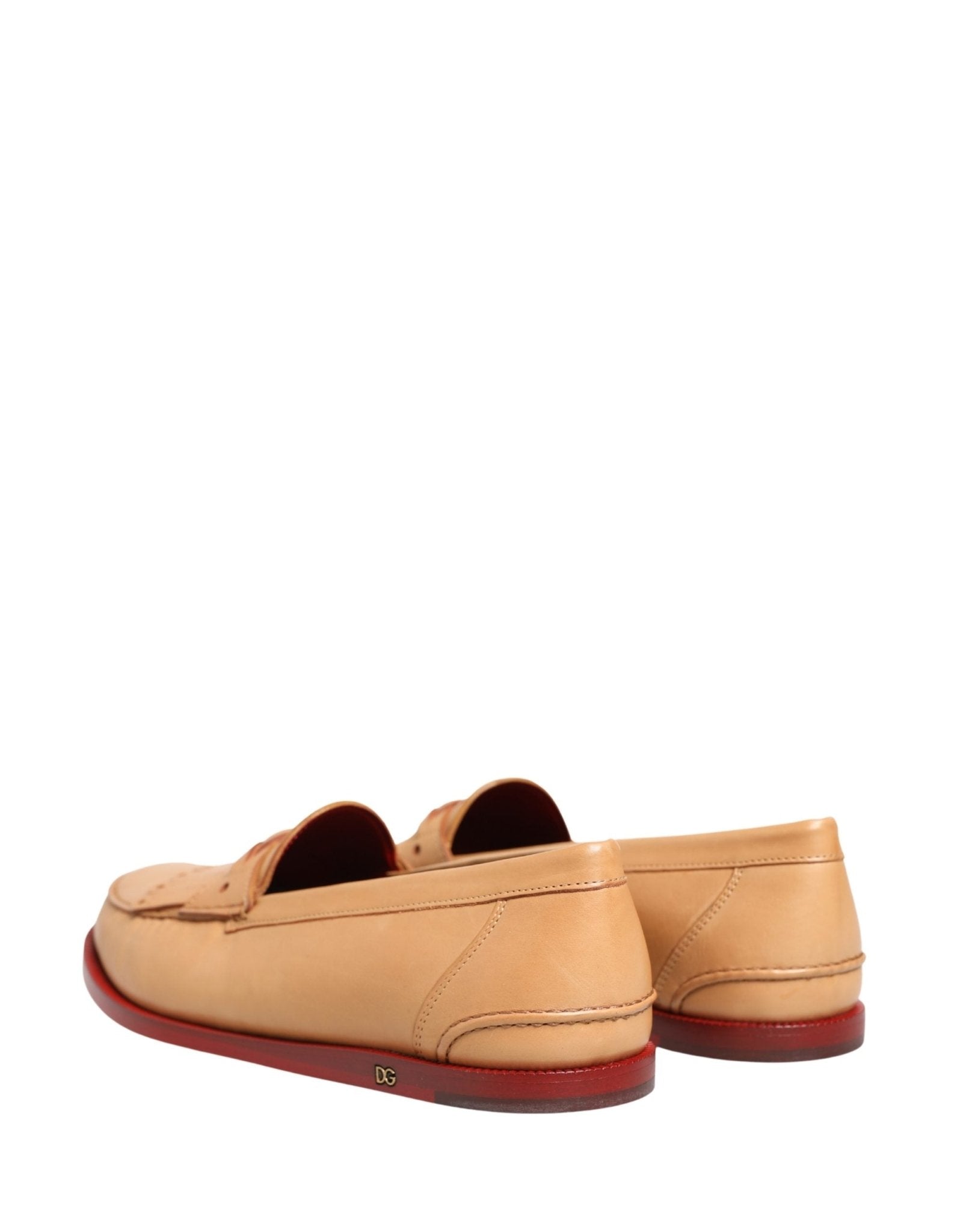 Dolce & Gabbana Beige Tassel Leather Men Slip On Loafers Shoes - RIMODA