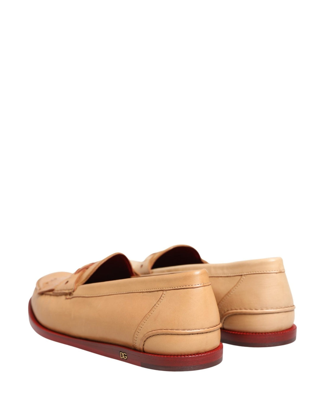 Dolce & Gabbana Beige Tassel Leather Men Slip On Loafers Shoes - RIMODA