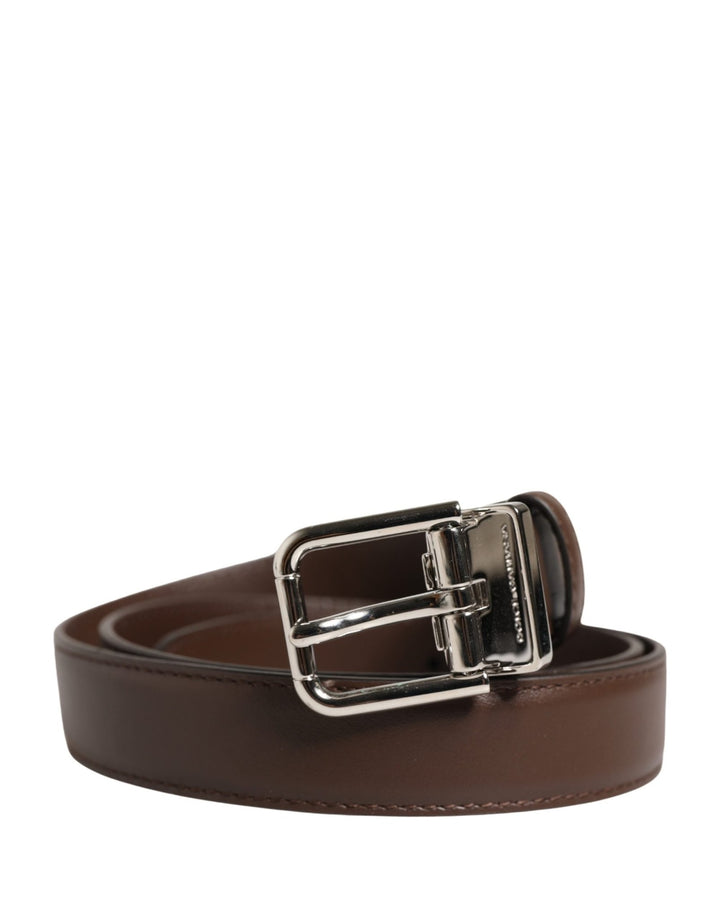 Dolce & Gabbana Belt Men Brown Classic Leather Metal Buckle Belt - RIMODA