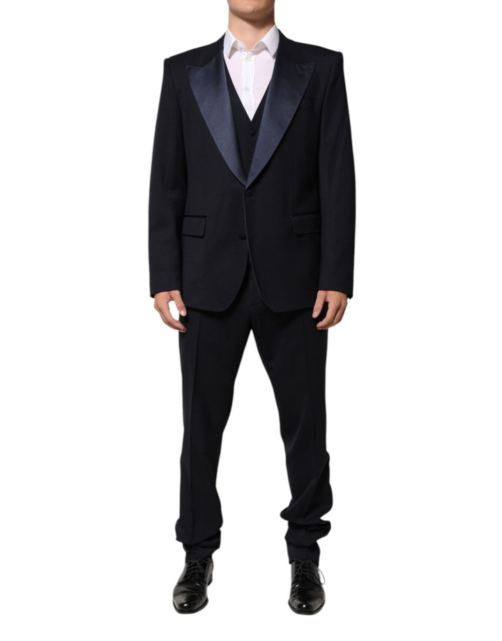 Dolce & Gabbana Black 3 Piece Wool Silk Blend Suit SICILIA - RIMODA