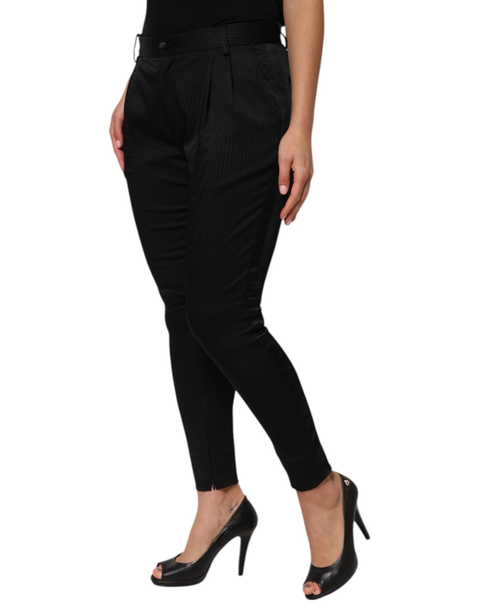 Dolce & Gabbana Black Acetate HighWaist Tapered Trouser Pants - RIMODA
