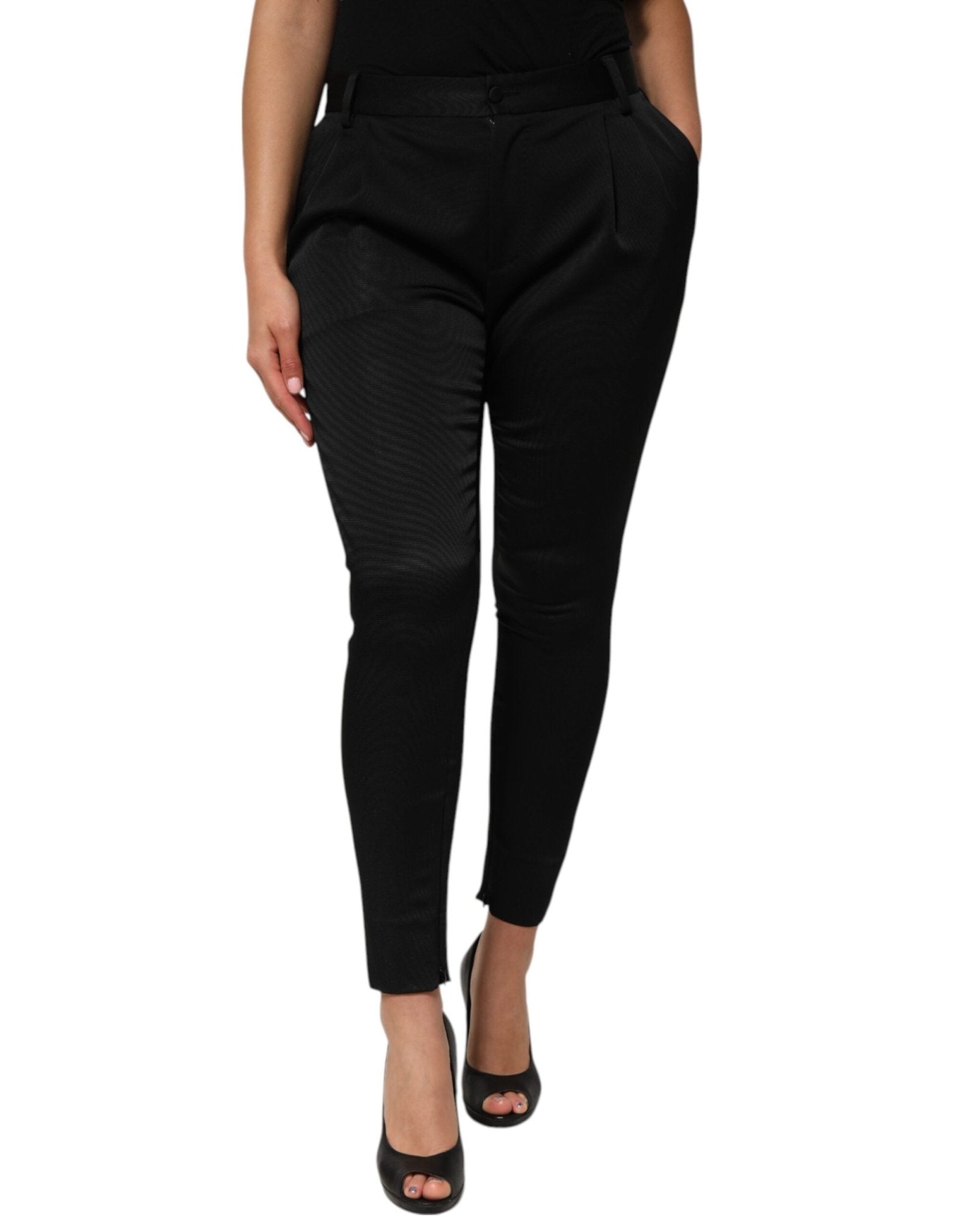 Dolce & Gabbana Black Acetate HighWaist Tapered Trouser Pants - RIMODA
