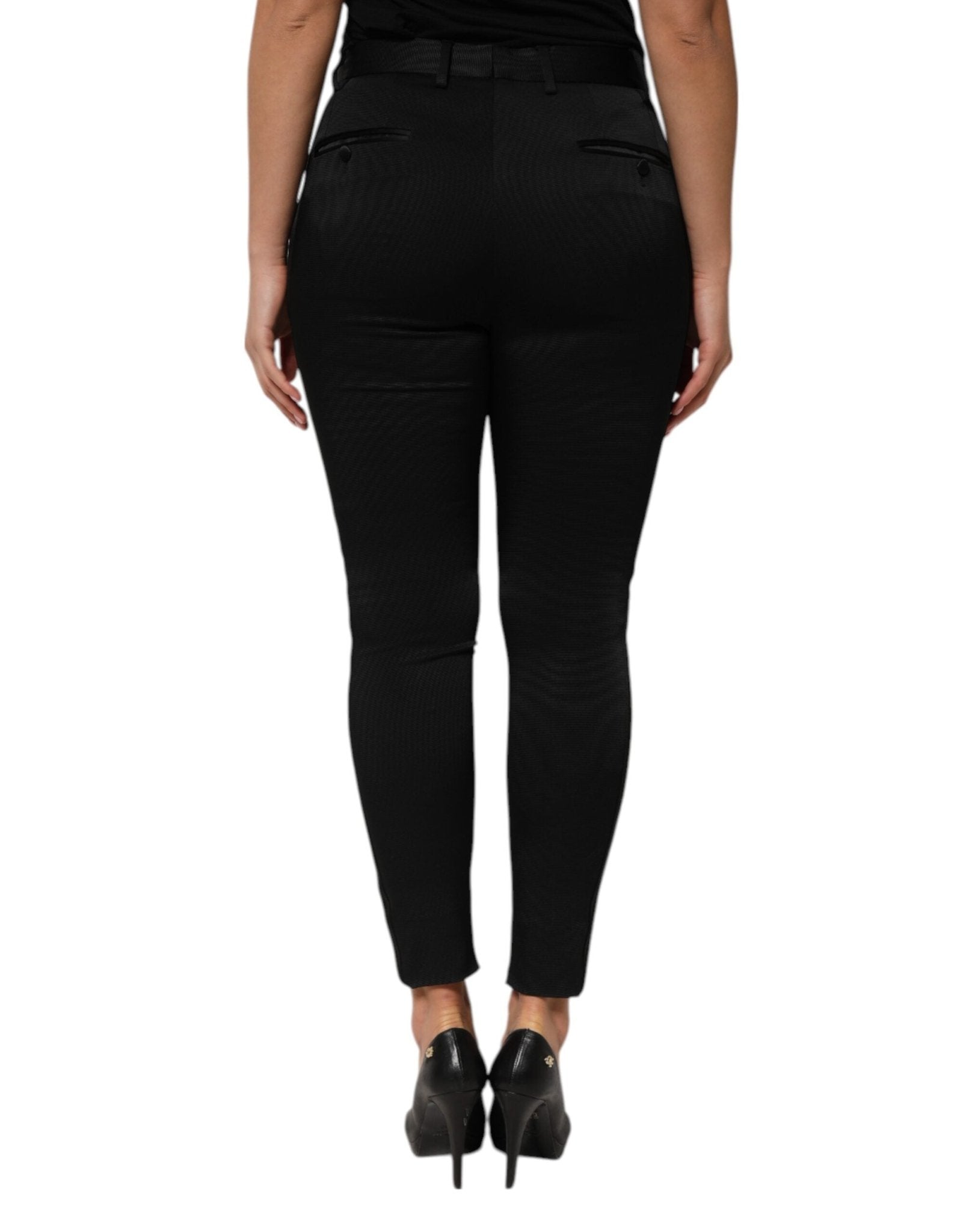 Dolce & Gabbana Black Acetate HighWaist Tapered Trouser Pants - RIMODA