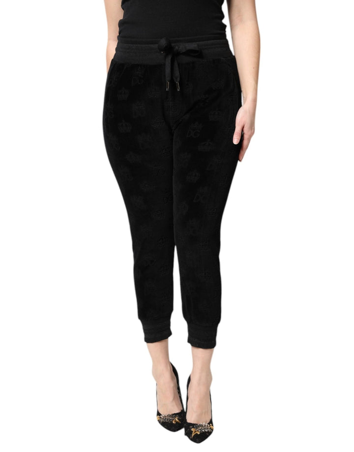 Dolce & Gabbana Black All-Over DG Logo Print Jogger Pants - RIMODA