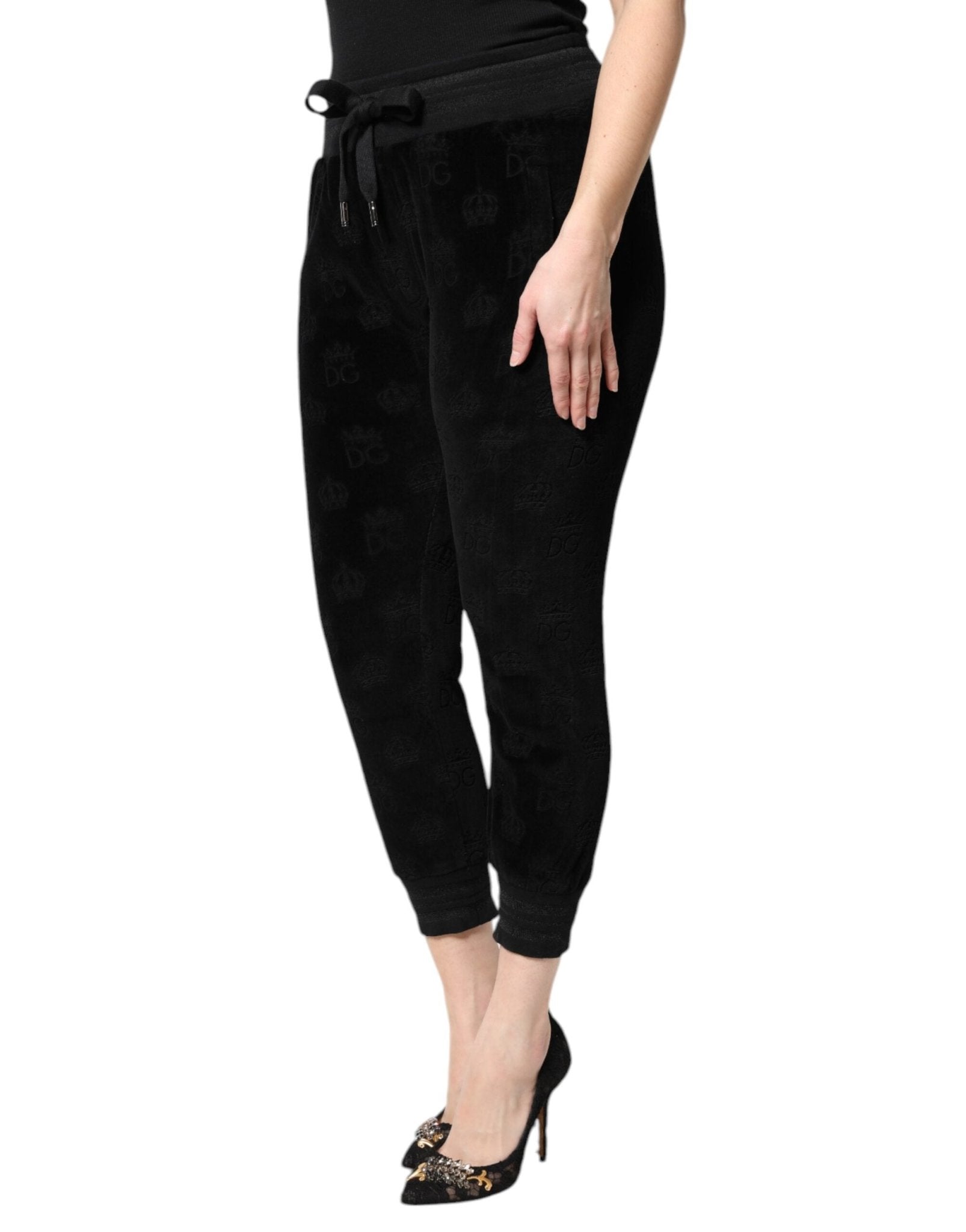 Dolce & Gabbana Black All-Over DG Logo Print Jogger Pants - RIMODA