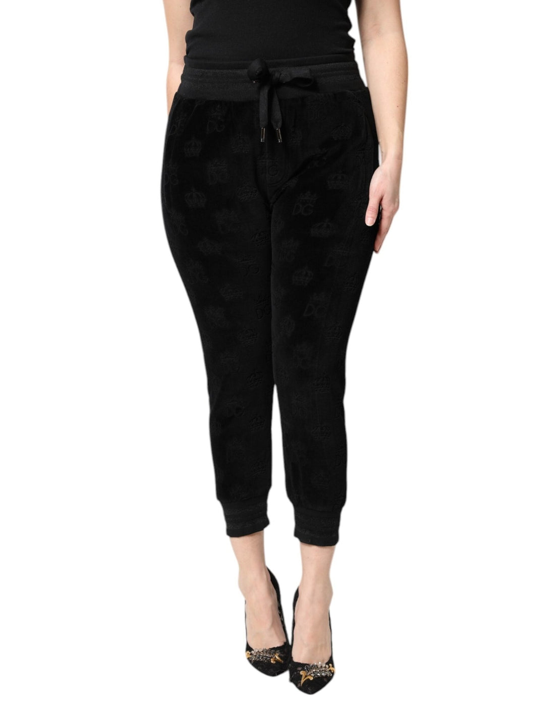 Dolce & Gabbana Black All-Over DG Logo Print Jogger Pants - RIMODA