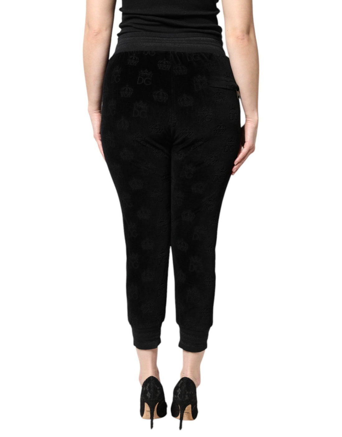 Dolce & Gabbana Black All-Over DG Logo Print Jogger Pants - RIMODA