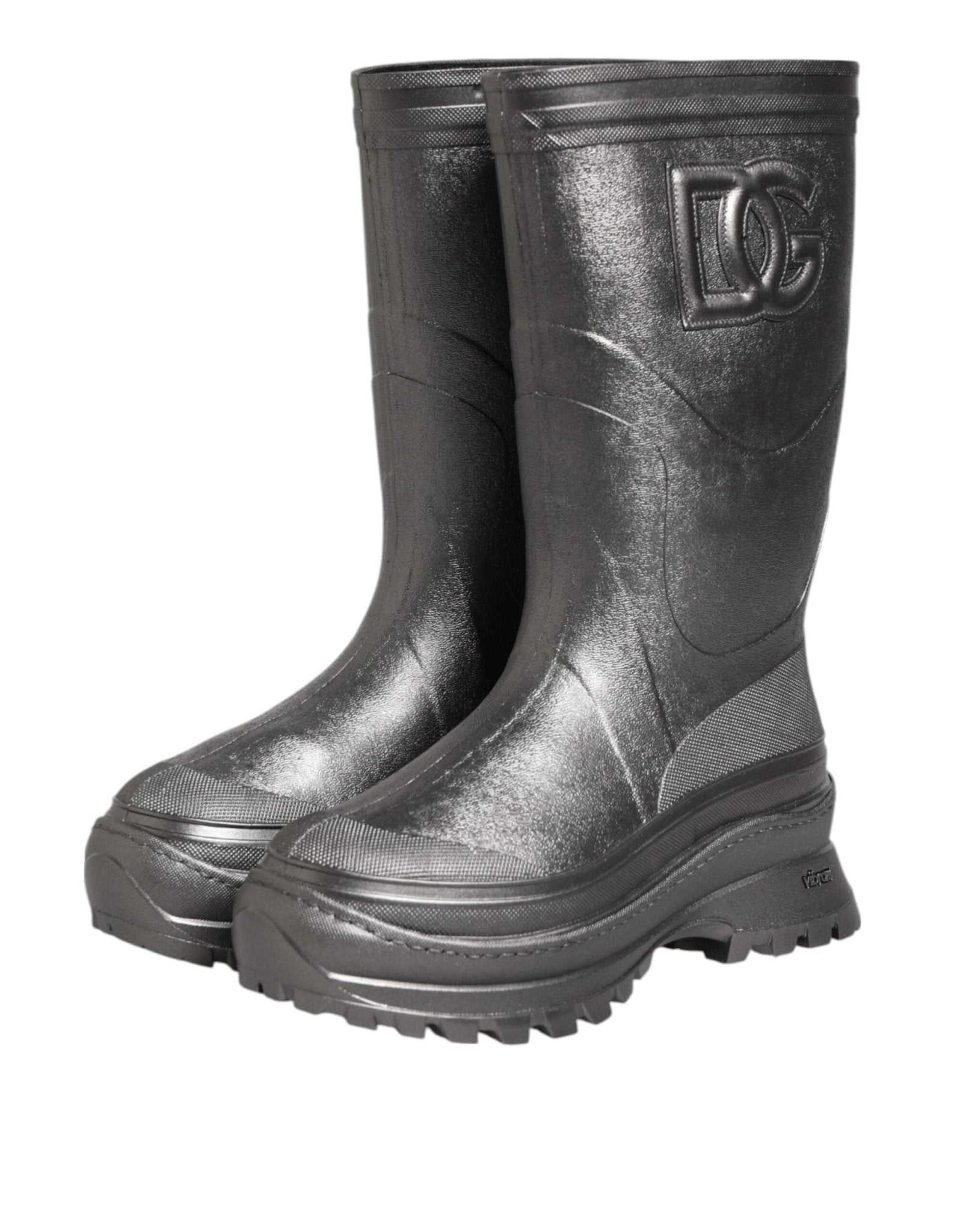 Dolce & Gabbana Black Argento Pull On Rain Boots Shoes - RIMODA