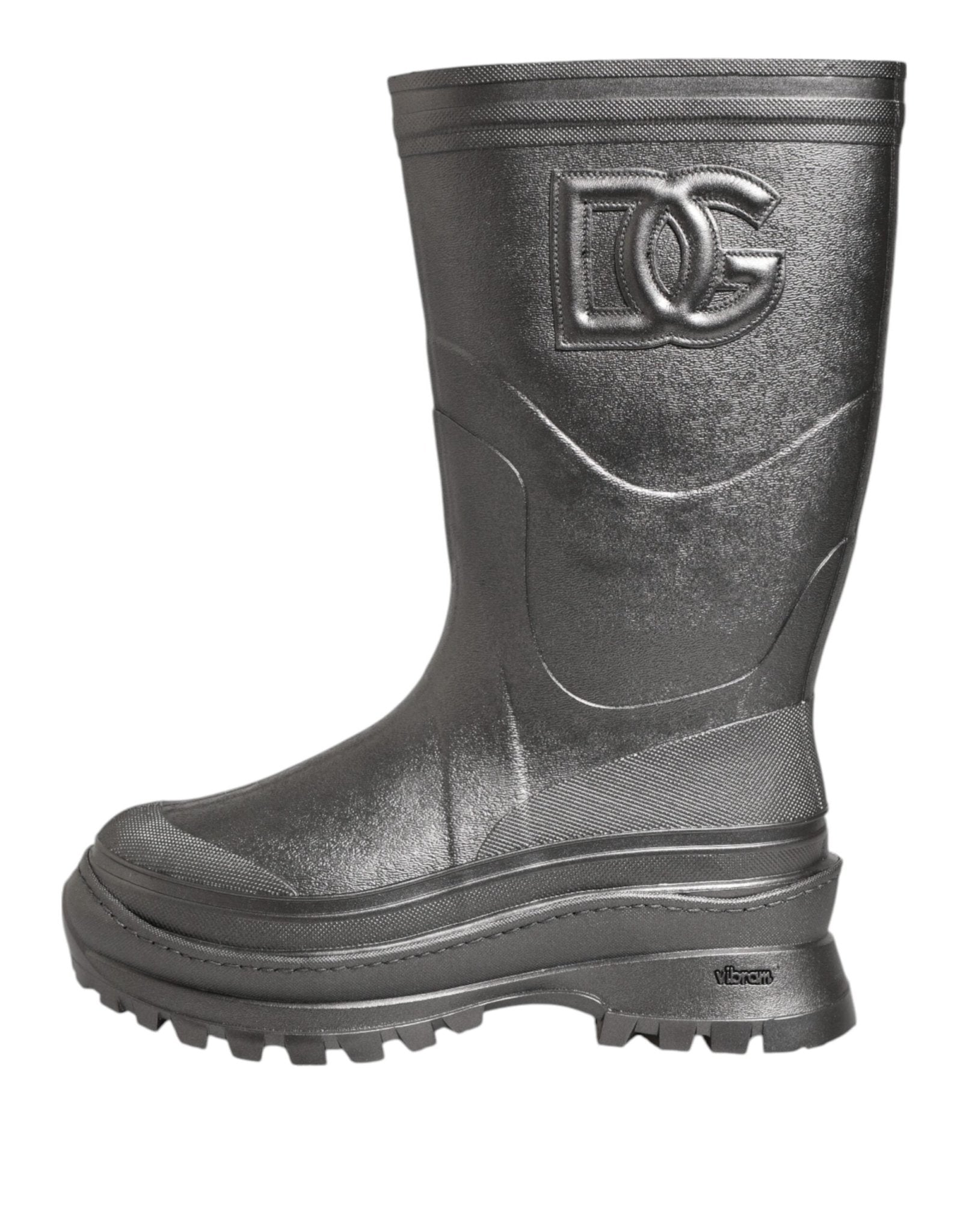 Dolce & Gabbana Black Argento Pull On Rain Boots Shoes - RIMODA