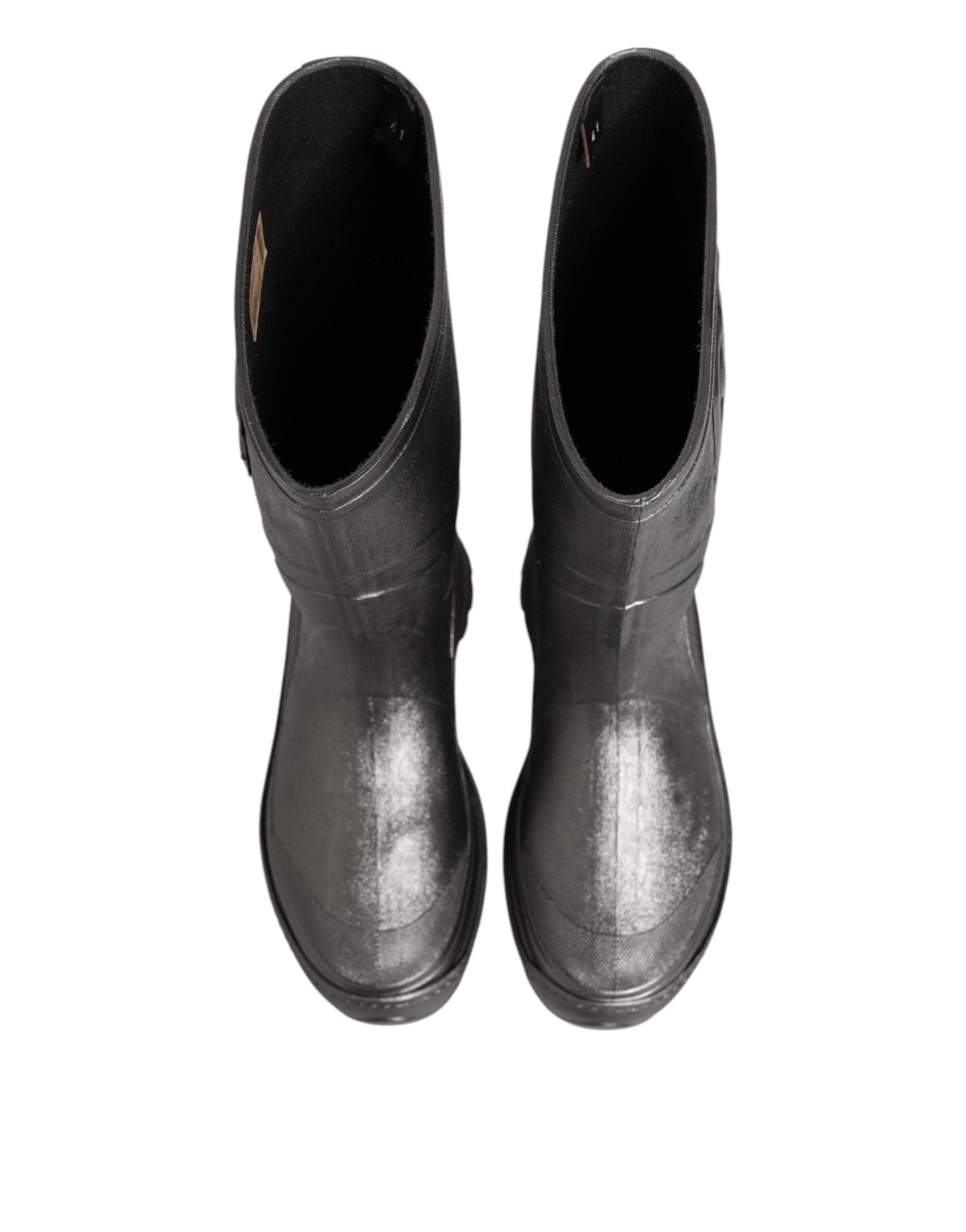 Dolce & Gabbana Black Argento Pull On Rain Boots Shoes - RIMODA