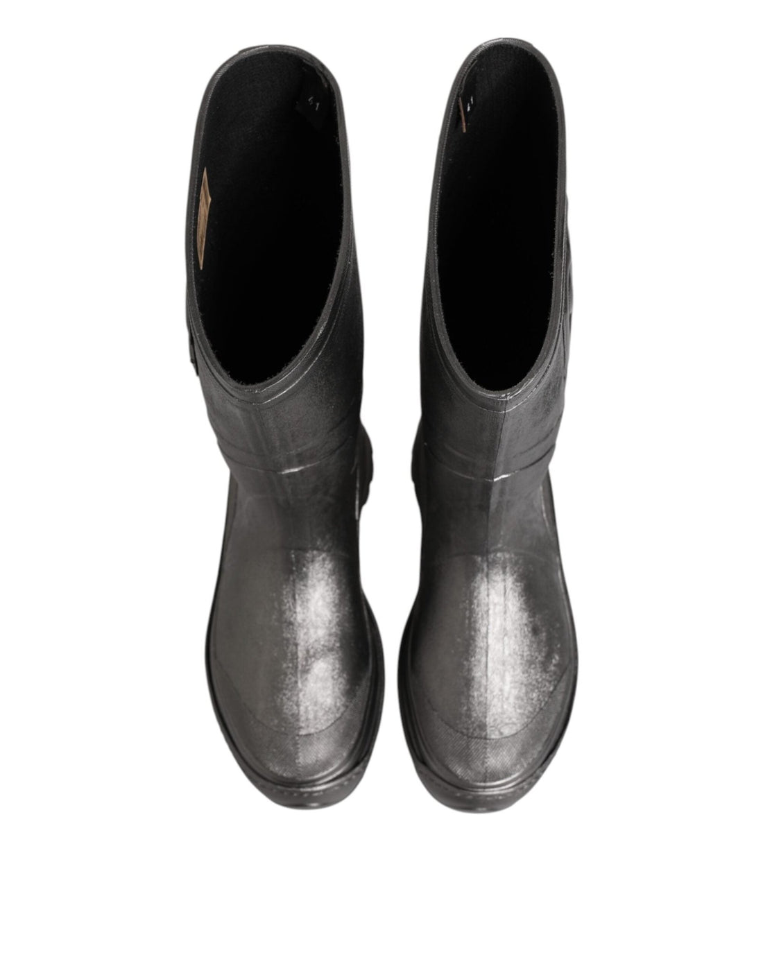 Dolce & Gabbana Black Argento Pull On Rain Boots Shoes - RIMODA