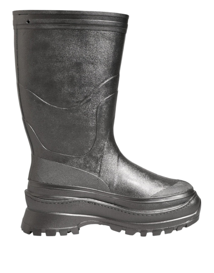 Dolce & Gabbana Black Argento Pull On Rain Boots Shoes - RIMODA