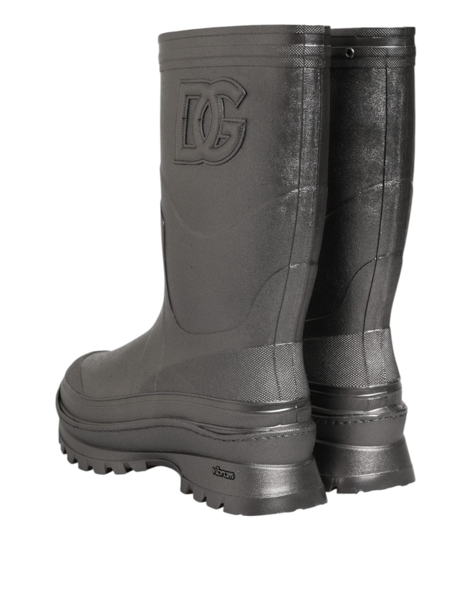 Dolce & Gabbana Black Argento Pull On Rain Boots Shoes - RIMODA