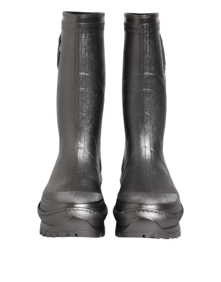 Dolce & Gabbana Black Argento Pull On Rain Boots Shoes - RIMODA