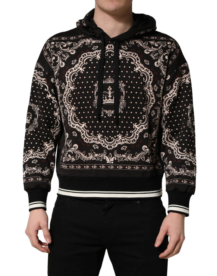 Dolce & Gabbana Black Bandana Print Cotton Men Hoodie Sweater - RIMODA