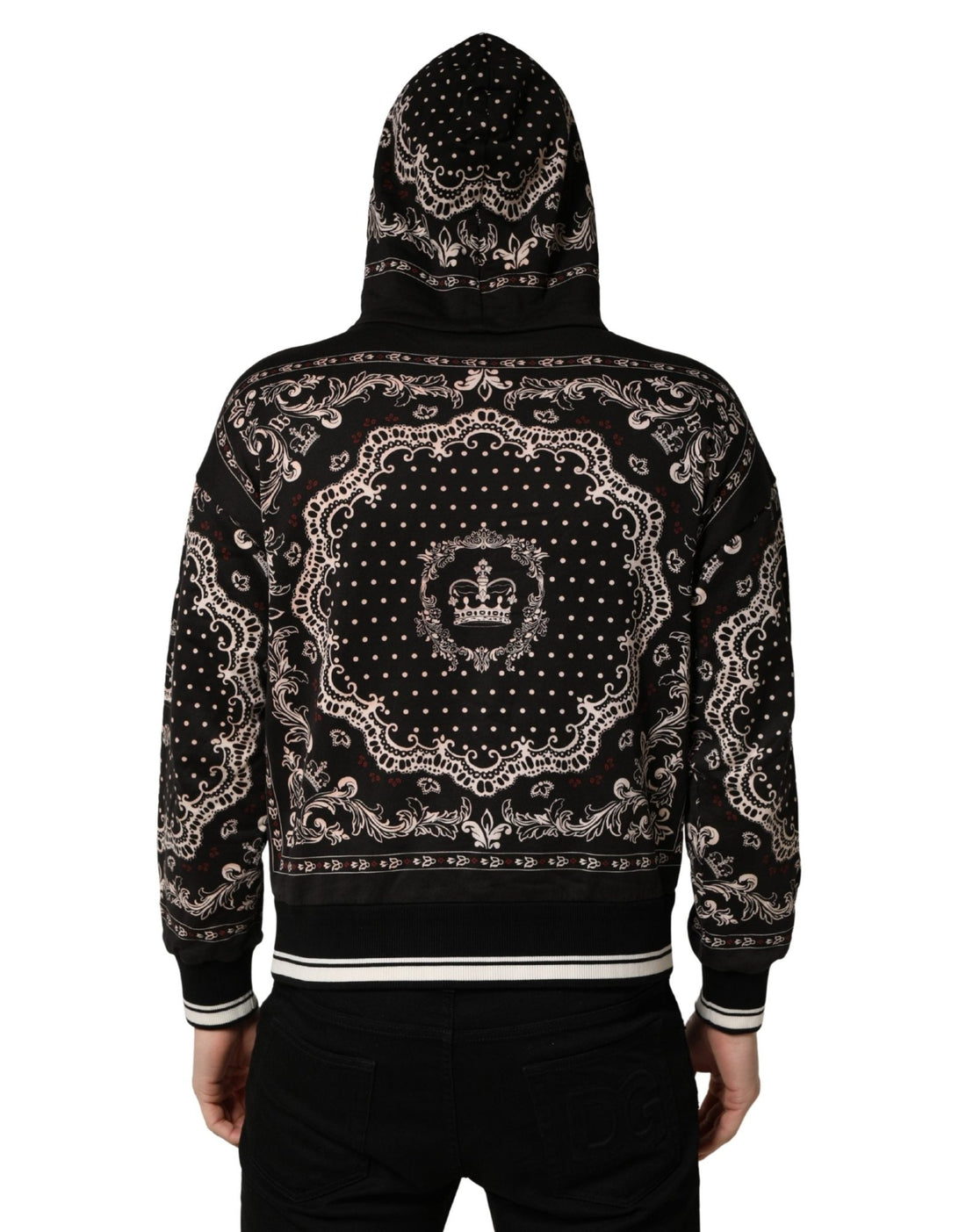 Dolce & Gabbana Black Bandana Print Cotton Men Hoodie Sweater - RIMODA
