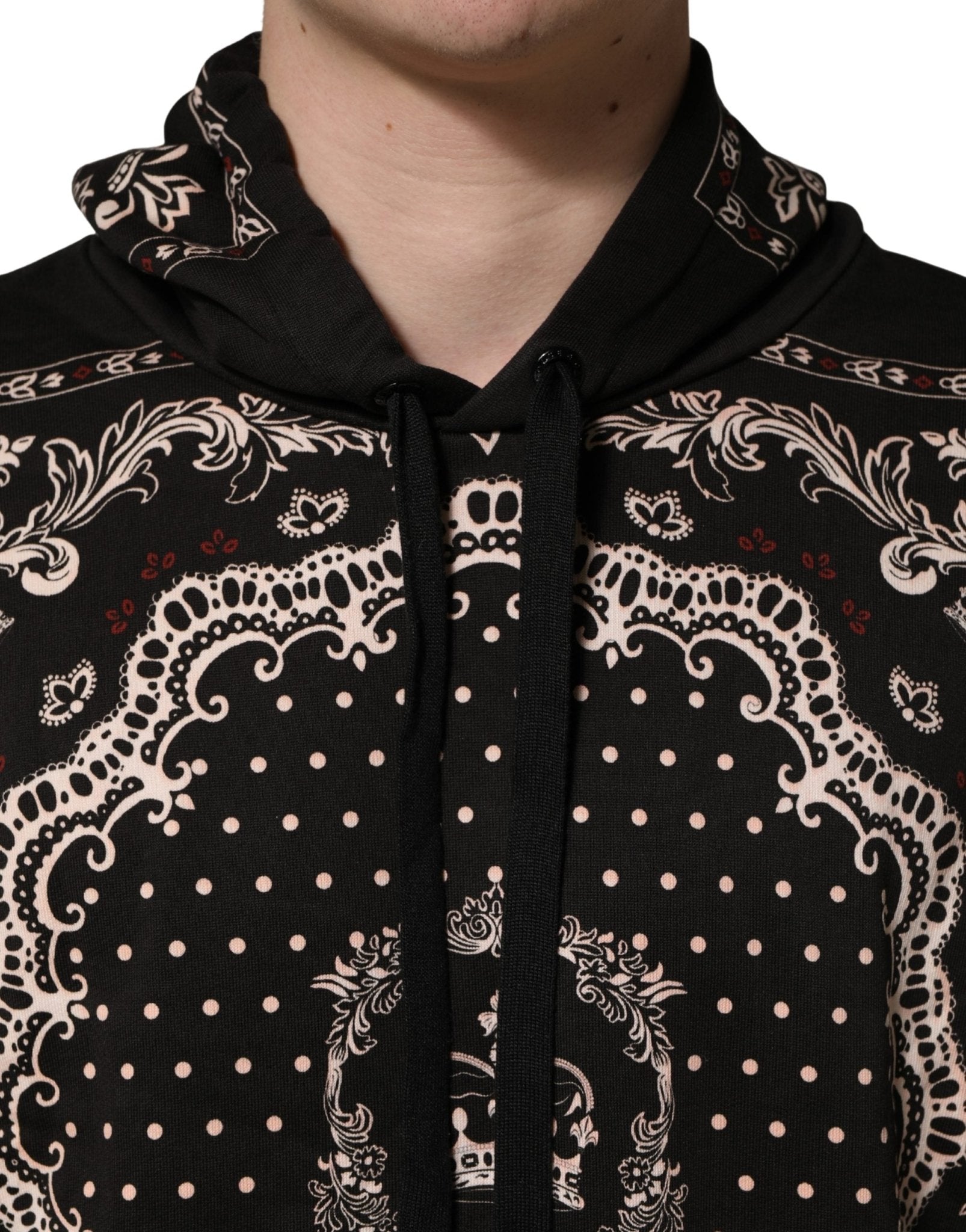 Dolce & Gabbana Black Bandana Print Cotton Men Hoodie Sweater - RIMODA