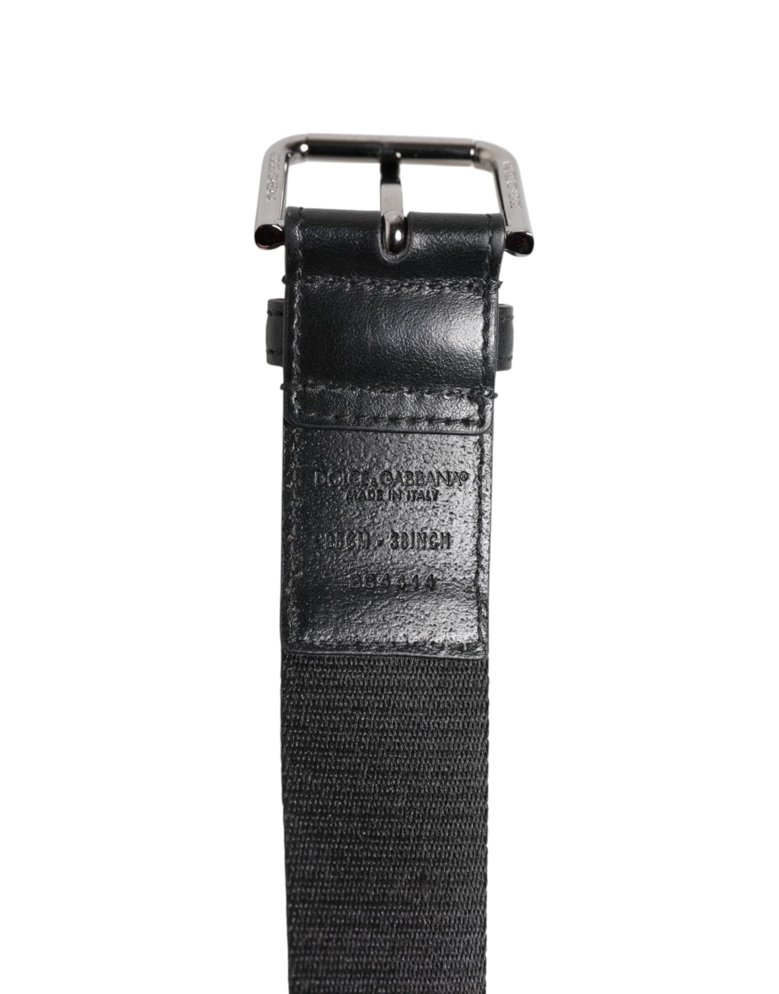 Dolce & Gabbana Black Blue DG Logo Silver Metal Buckle Belt - RIMODA