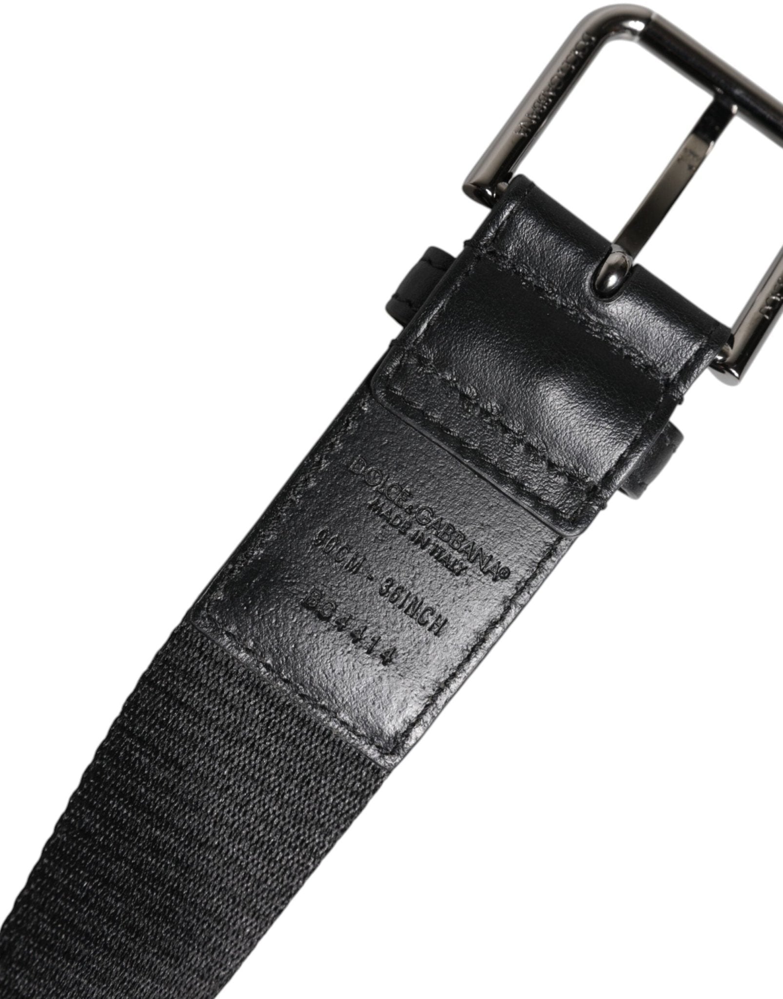 Dolce & Gabbana Black Blue Polyester Printed Metal Buckle Belt - RIMODA