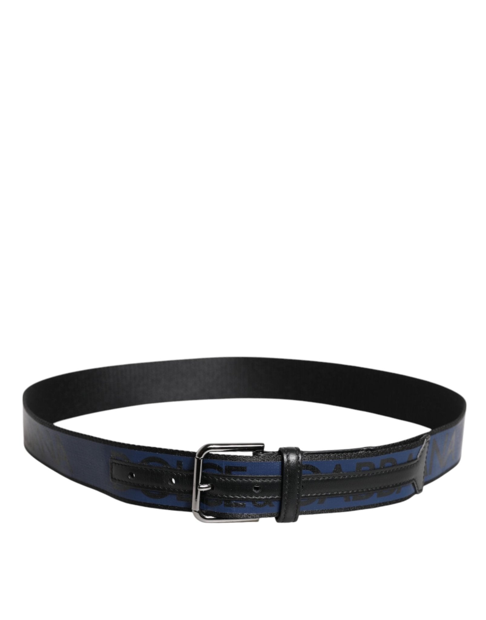 Dolce & Gabbana Black Blue Polyester Printed Metal Buckle Belt - RIMODA