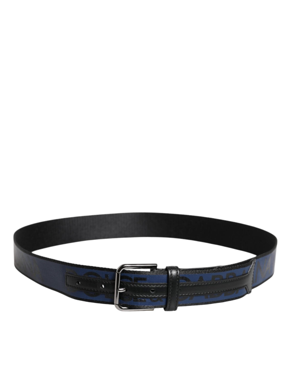 Dolce & Gabbana Black Blue Polyester Printed Metal Buckle Belt - RIMODA