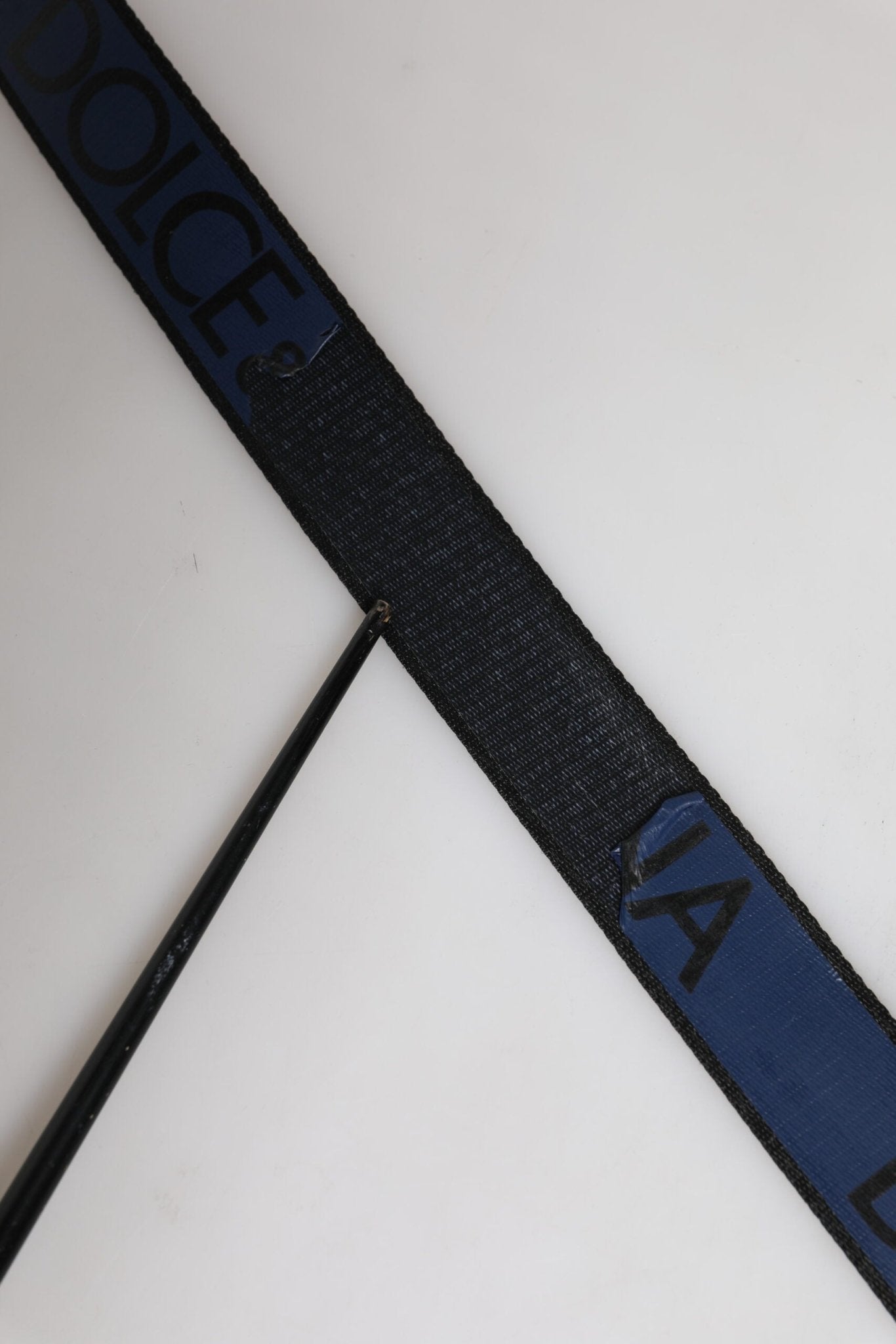 Dolce & Gabbana Black Blue Polyester Printed Metal Buckle Belt - RIMODA