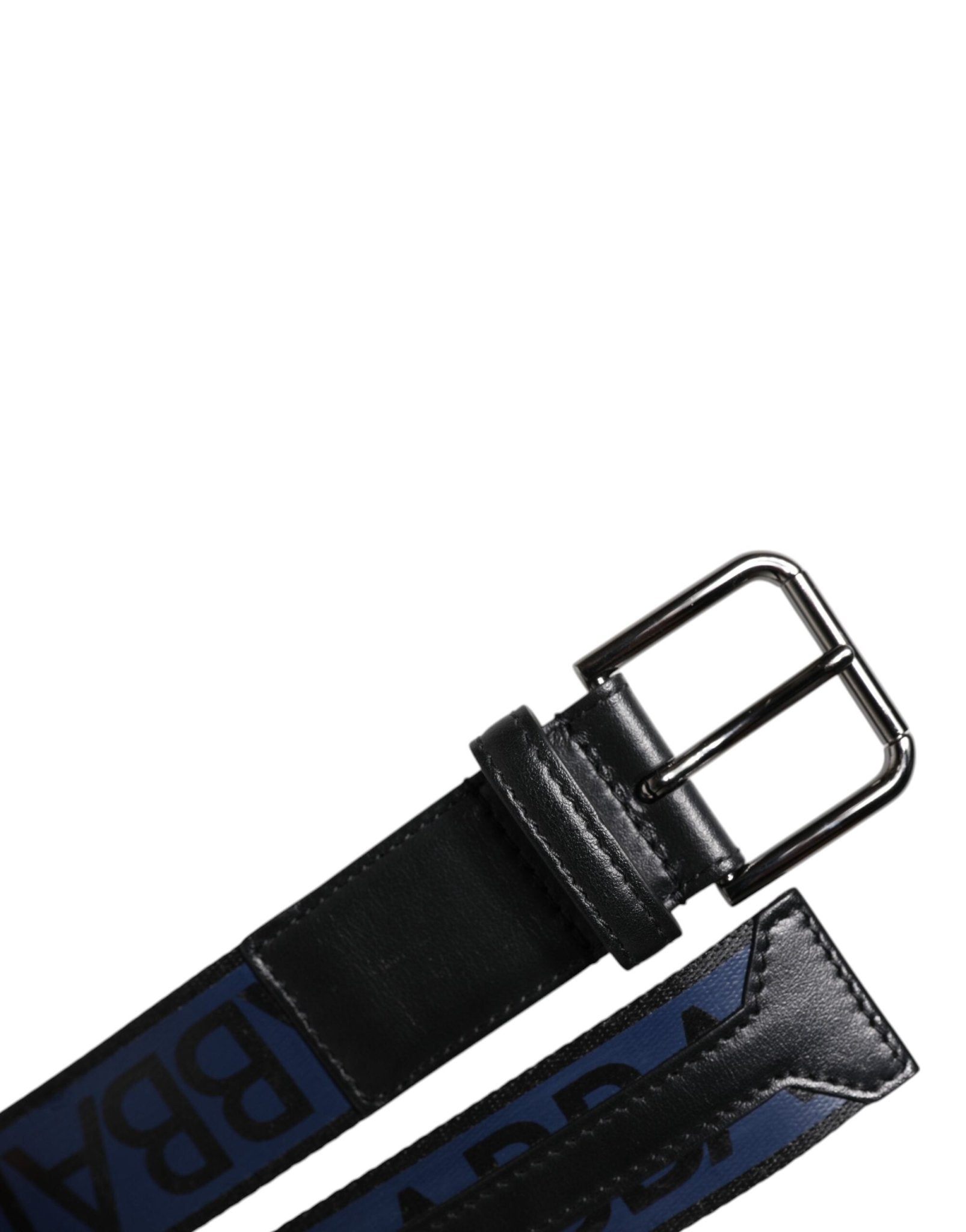 Dolce & Gabbana Black Blue Polyester Printed Metal Buckle Belt - RIMODA
