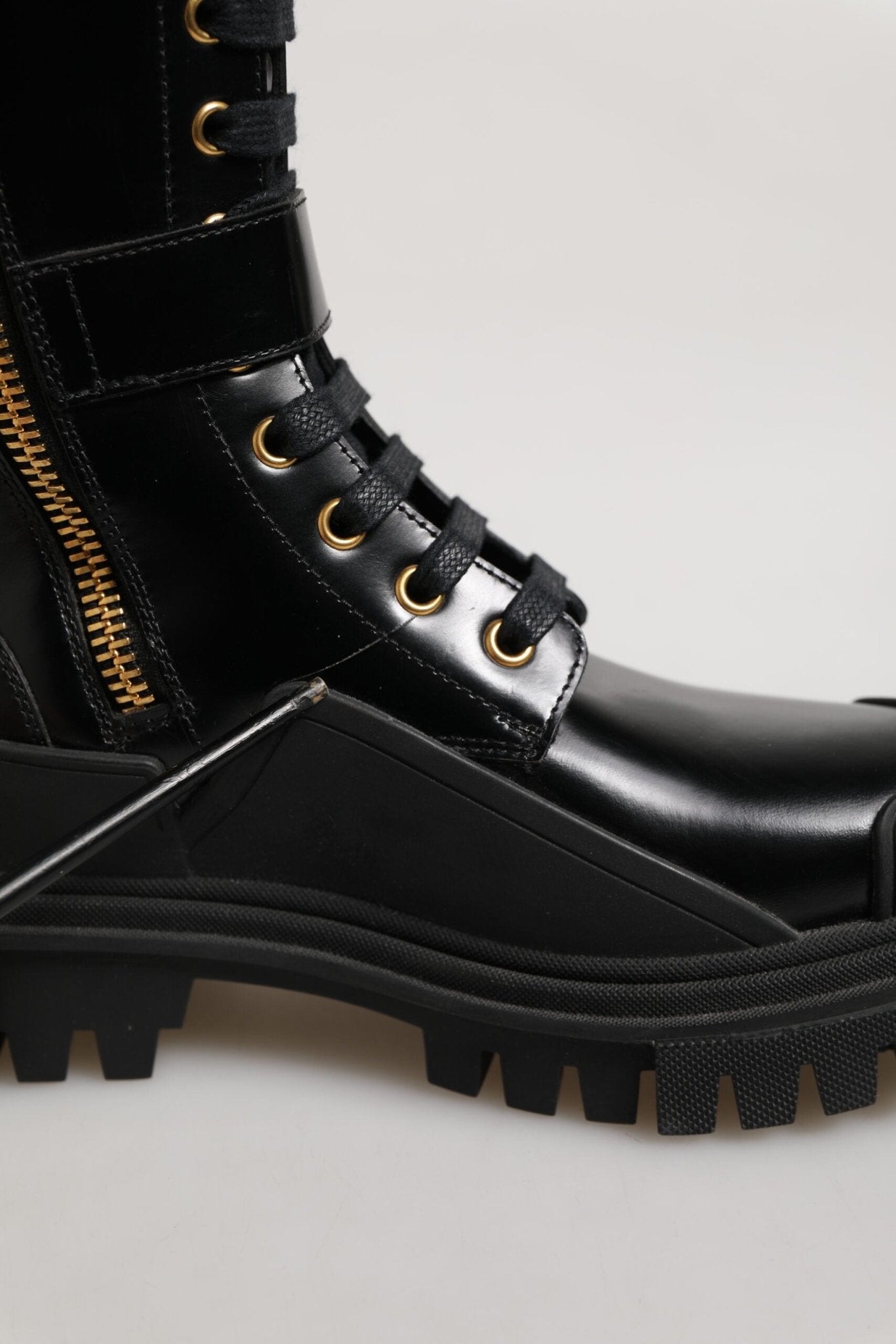 Dolce & Gabbana Black Buckle Embellished Knee High Boots Shoes - RIMODA