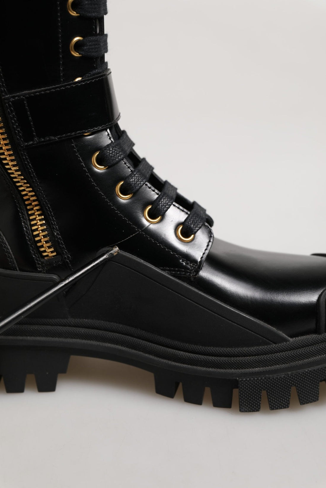 Dolce & Gabbana Black Buckle Embellished Knee High Boots Shoes - RIMODA