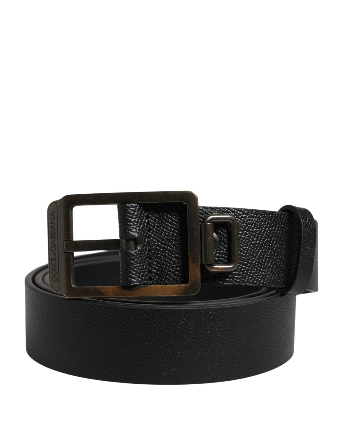 Dolce & Gabbana Black Calf Leather Gold Metal Buckle Belt - RIMODA