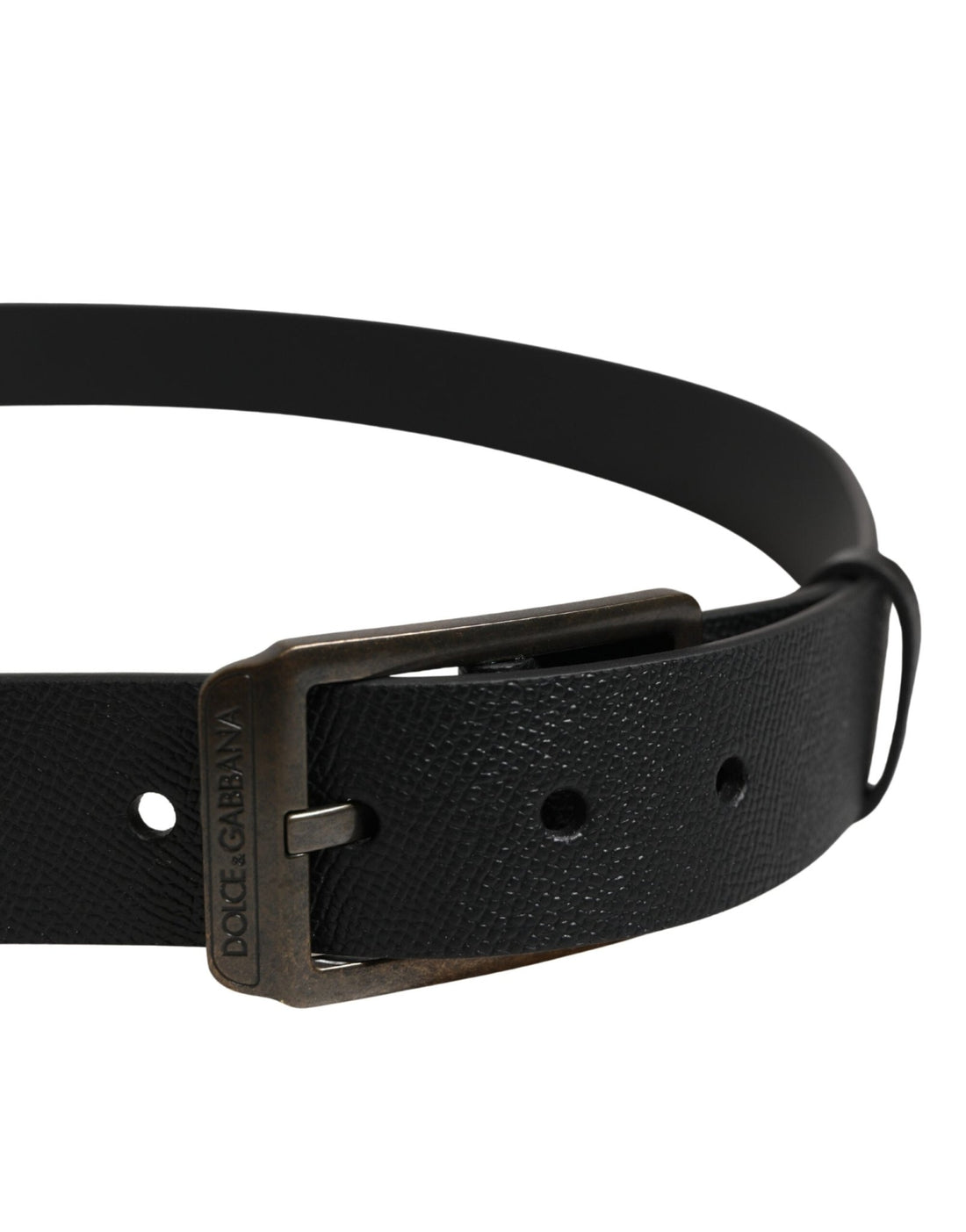 Dolce & Gabbana Black Calf Leather Gold Metal Buckle Belt - RIMODA