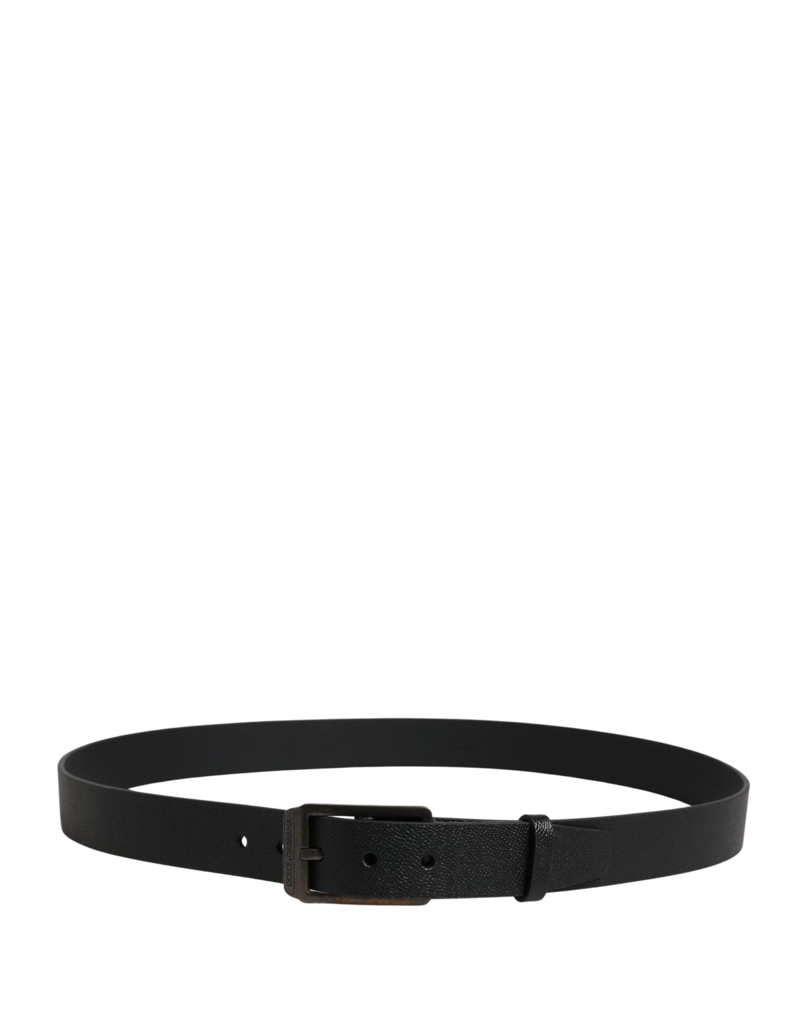 Dolce & Gabbana Black Calf Leather Gold Metal Buckle Belt - RIMODA