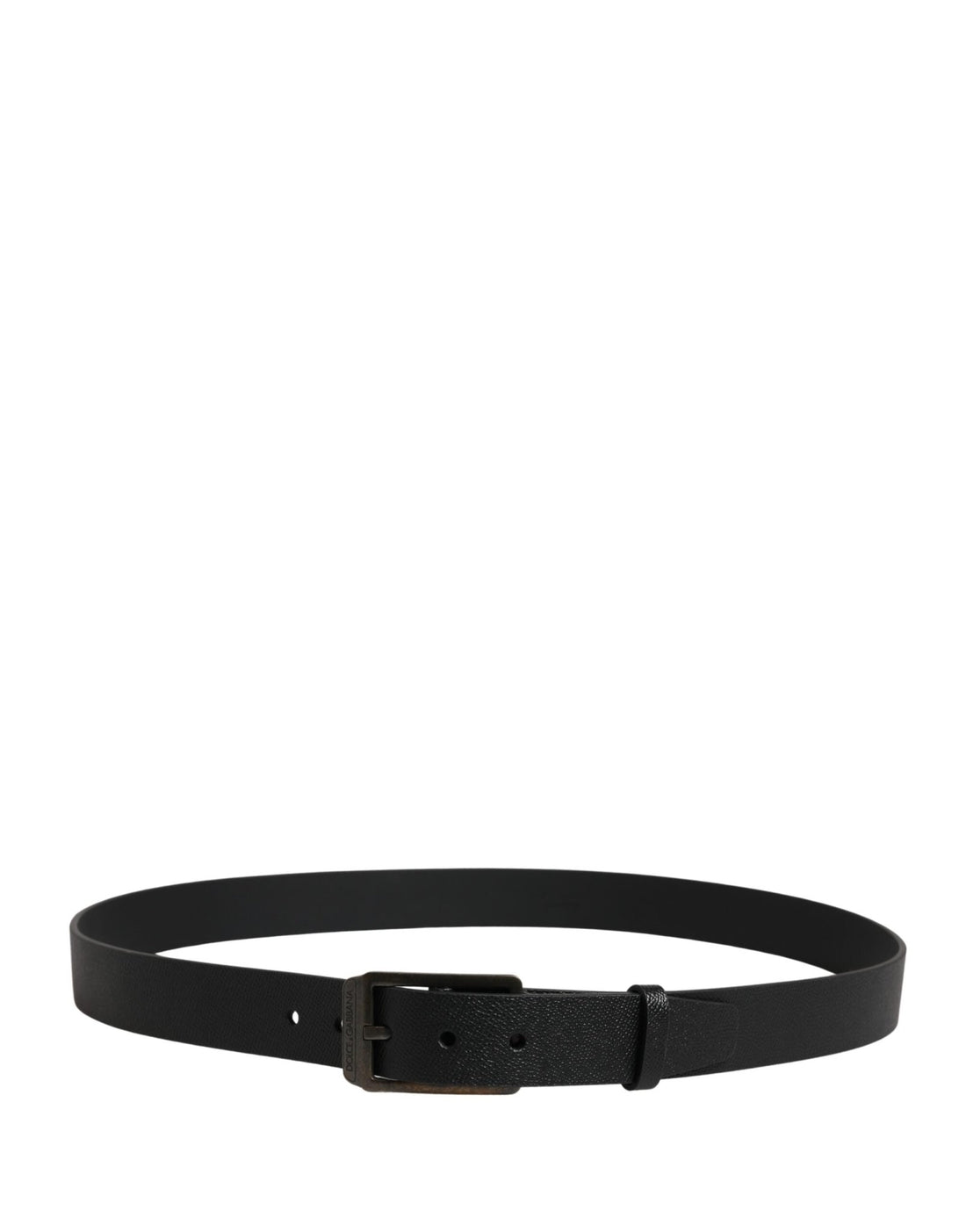 Dolce & Gabbana Black Calf Leather Gold Metal Buckle Belt - RIMODA