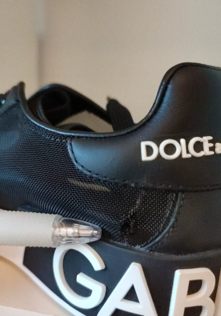 Dolce & Gabbana Black Calf Leather Portofino Sneakers Shoes - RIMODA