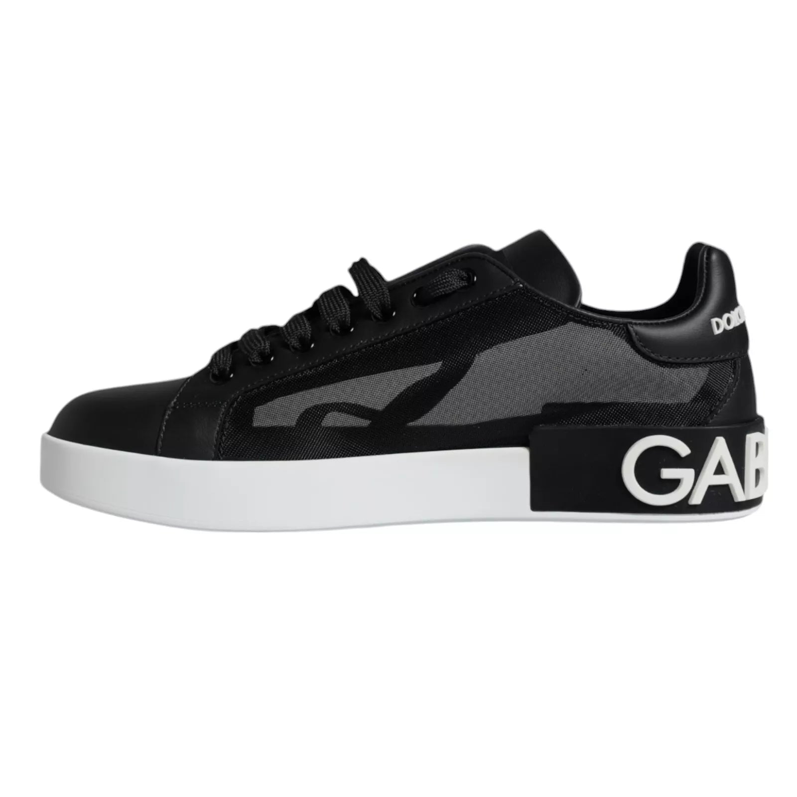 Dolce & Gabbana Black Calf Leather Portofino Sneakers Shoes - RIMODA