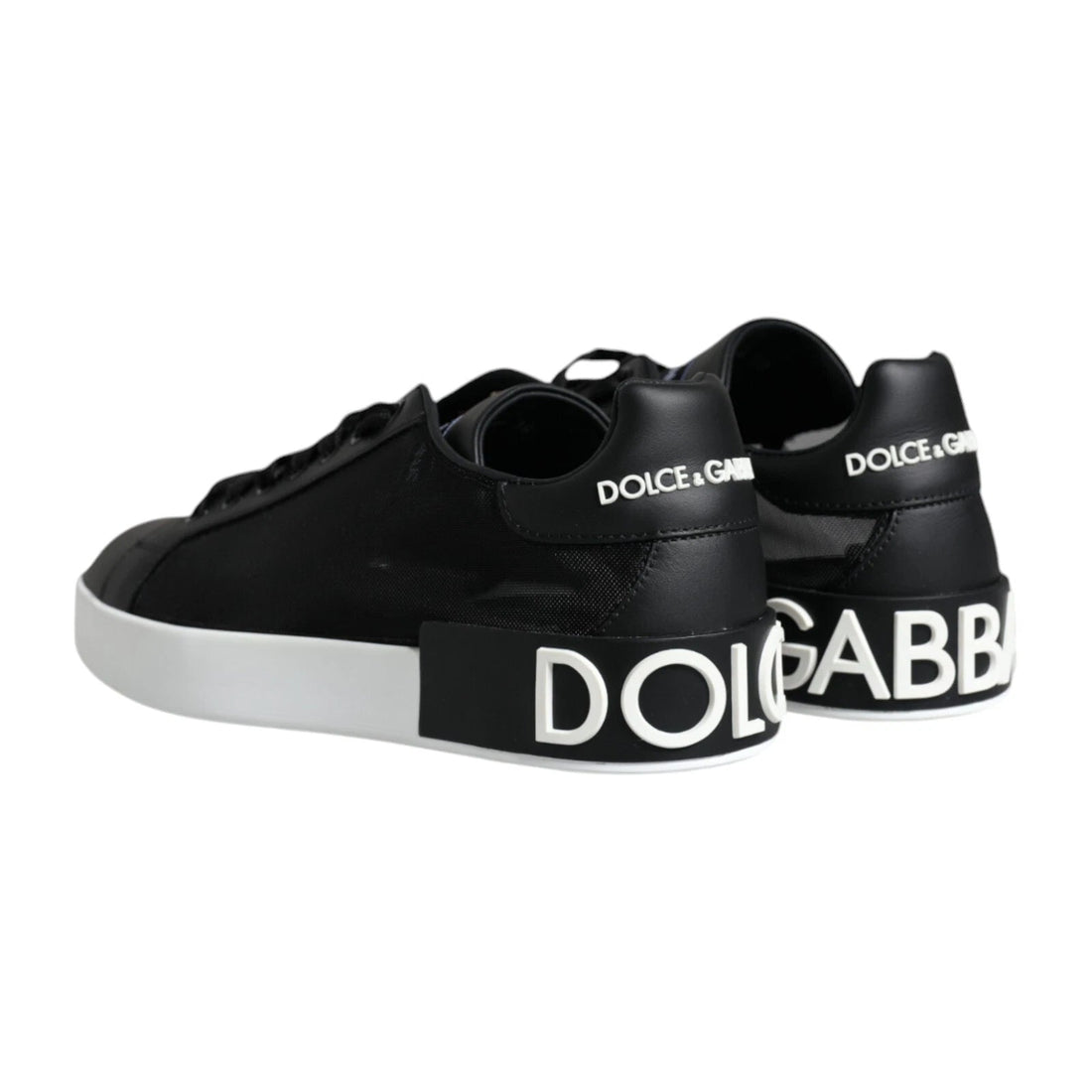 Dolce & Gabbana Black Calf Leather Portofino Sneakers Shoes - RIMODA