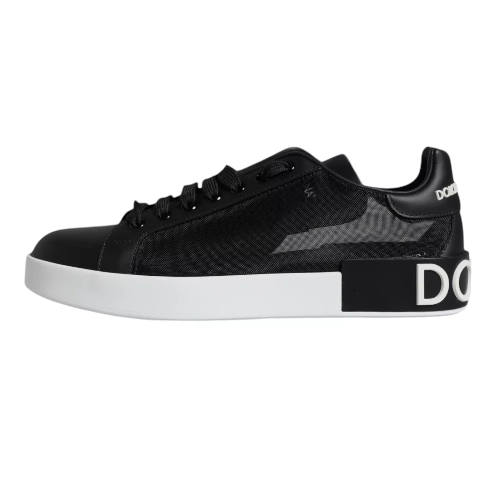 Dolce & Gabbana Black Calf Leather Portofino Sneakers Shoes - RIMODA