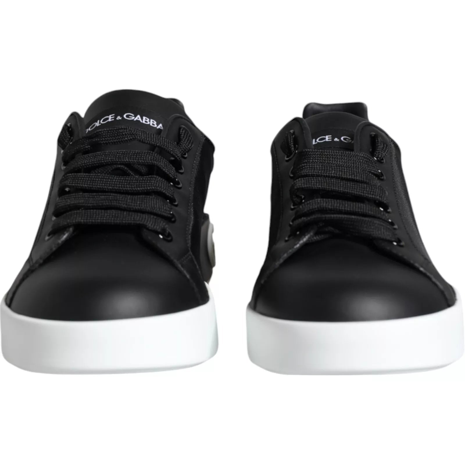 Dolce & Gabbana Black Calf Leather Portofino Sneakers Shoes - RIMODA