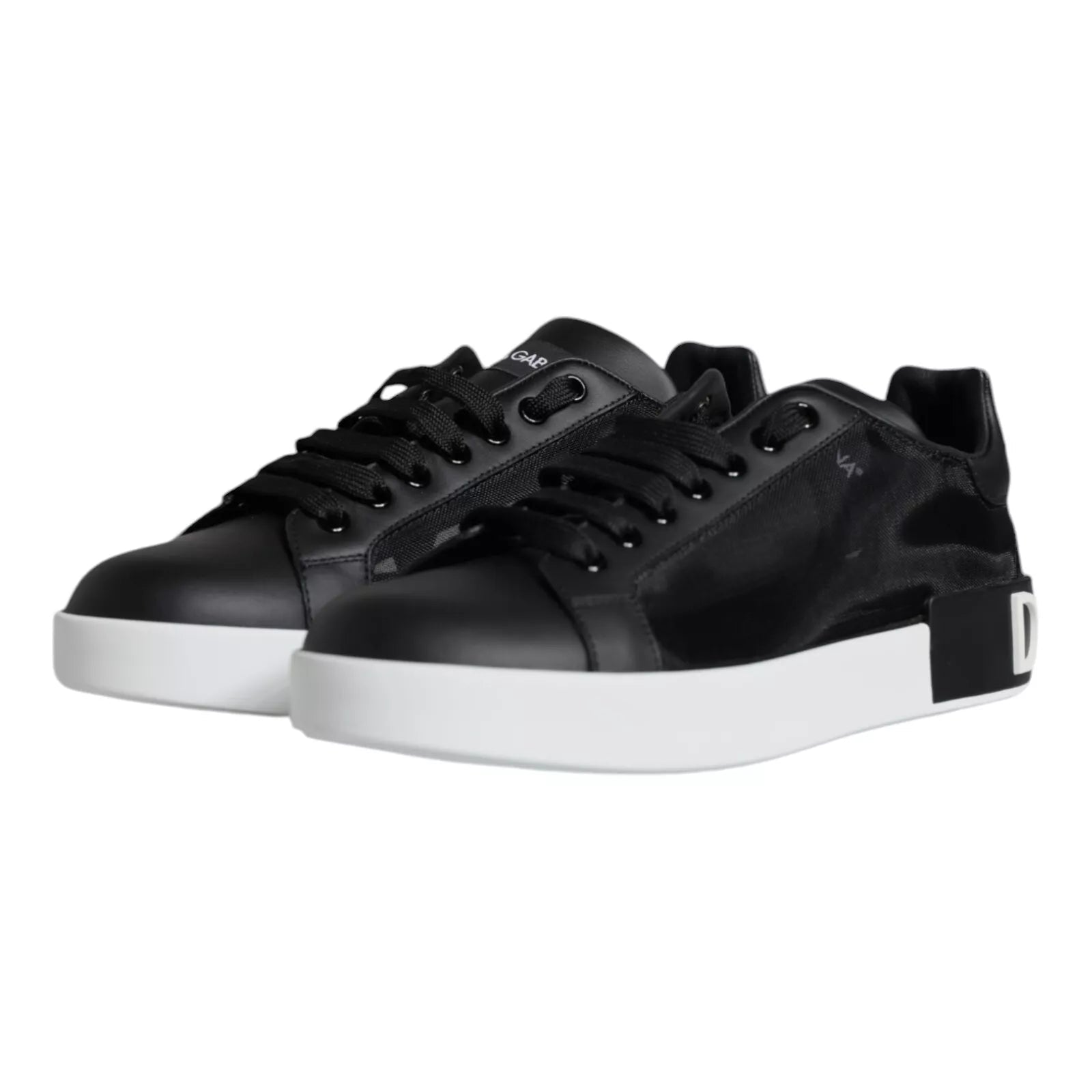 Dolce & Gabbana Black Calf Leather Portofino Sneakers Shoes - RIMODA