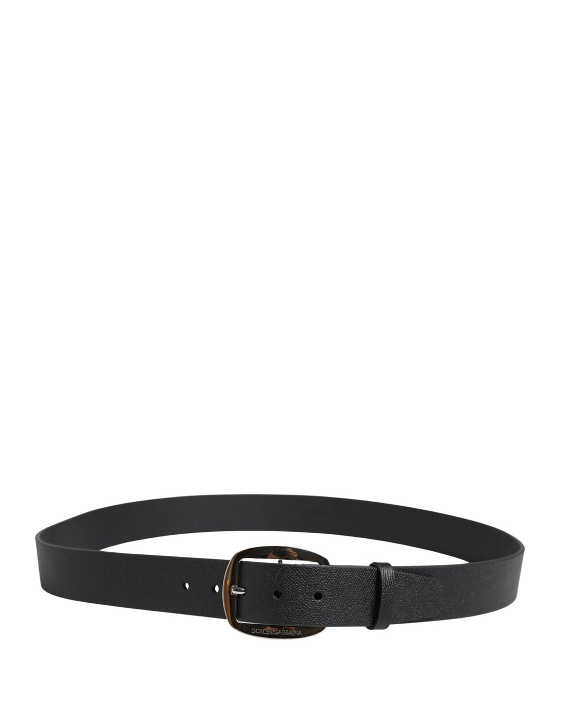 Dolce & Gabbana Black Calf Leather Silver Metal Buckle Belt - RIMODA