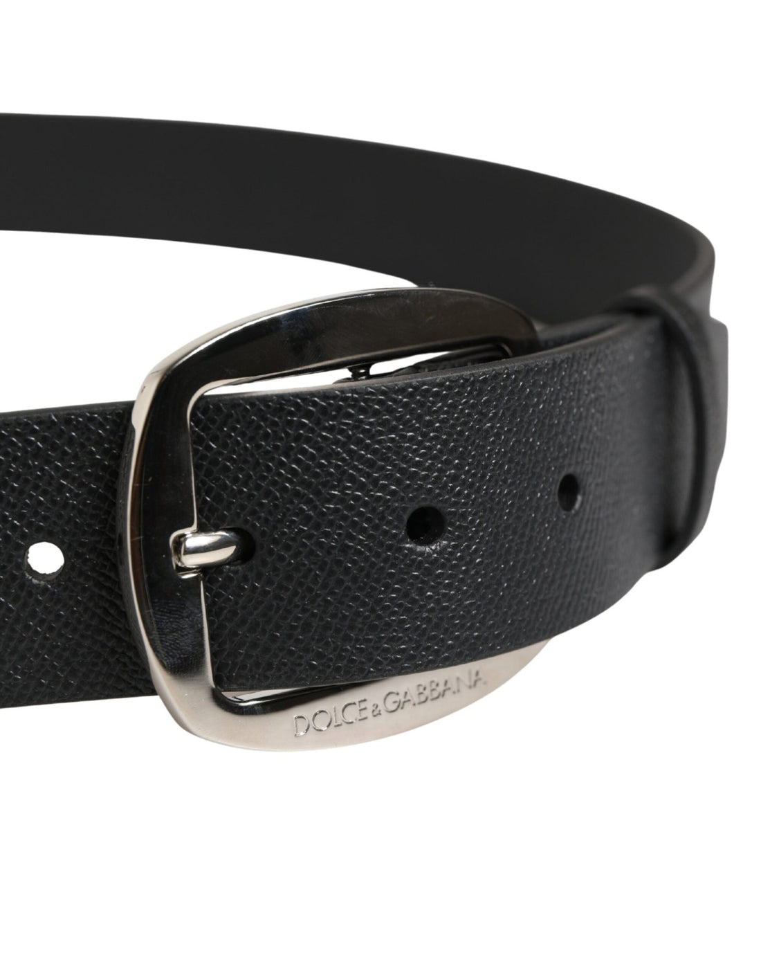 Dolce & Gabbana Black Calf Leather Silver Metal Buckle Belt - RIMODA