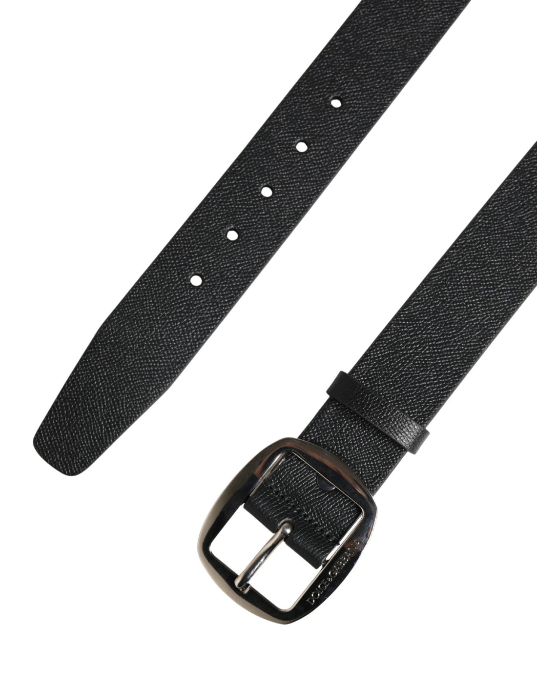 Dolce & Gabbana Black Calf Leather Silver Metal Buckle Belt - RIMODA