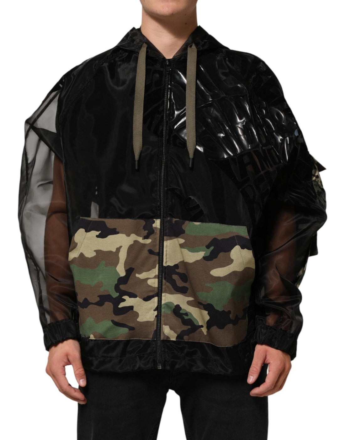 Dolce & Gabbana Black Camouflage Hooded Men Full Zip Sweater - RIMODA