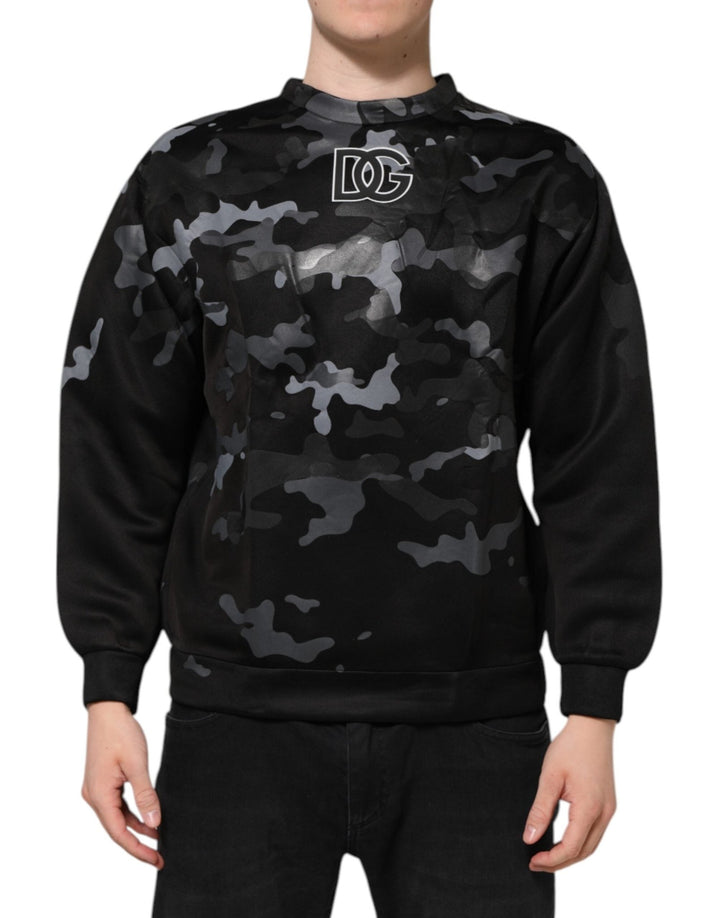 Dolce & Gabbana Black Camouflage Round Neck Sweatshirt Sweater - RIMODA
